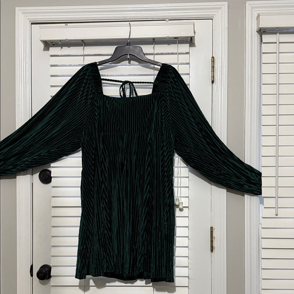 Green Velvet  Babydoll Dress